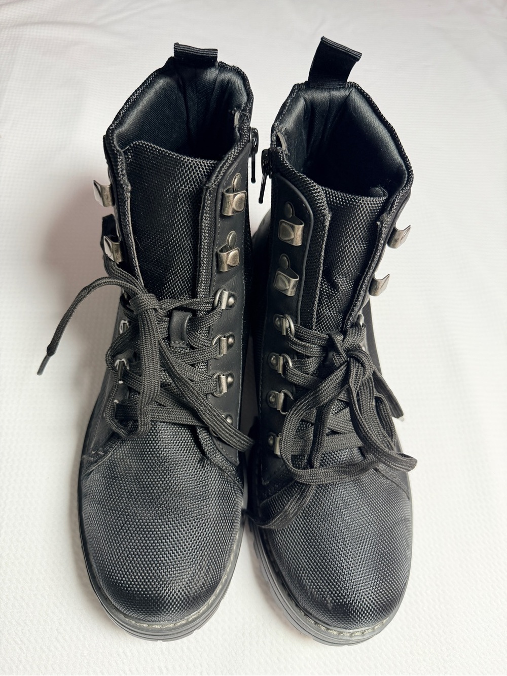 SO Clavicle Black Comfort Lace Up Combat Chunky Boots Goth NWOT 9.5M